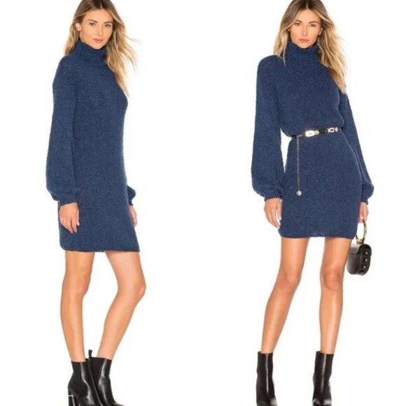 Revolve Tularosa Diamond Sweater Mini Dress in Ocean Blue - Size XS - Picture 2 of 5